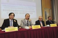 (From left) Prof. Leung Tak-Yeung, Professor, Department of Obstetrics and Gynaecology; Prof. Fok Tai-Fai, Dean of Faculty of Medicine and Professor of Paediatrics; Prof. Arthur L. Beaudet, Professor, Department of Molecular and Human Genetics, Baylor College of Medicine, U.S.A.; and Prof. Wai Yee CHAN, Director of School of Biomedical Sciences